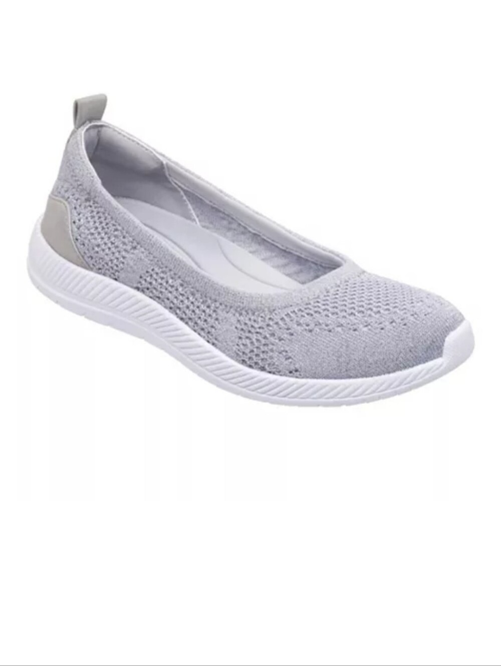 Easy Spirit Women's Light Gray Knit Slip-On Sneaker
